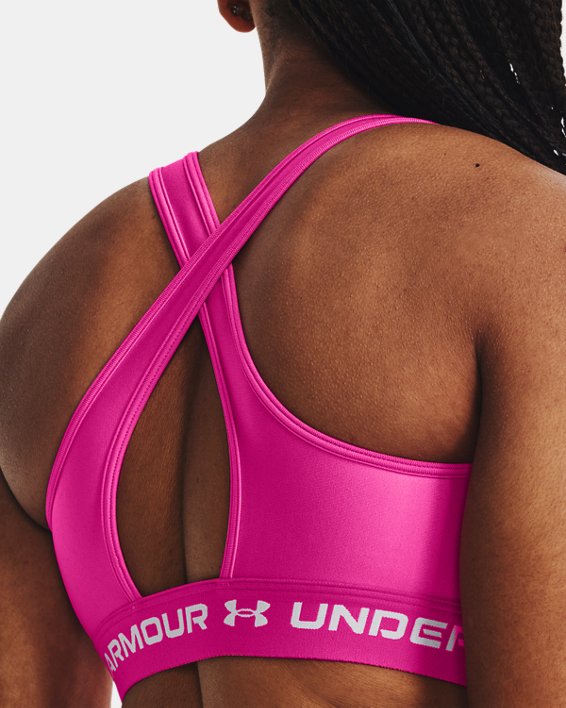 Women's Armour® Mid Crossback Sports Bra, Pink, pdpMainDesktop image number 6